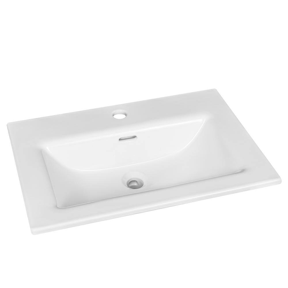 Glacier Bay 24 in. Rectangular Drop-in Bathroom Sink in White 13-0093-W-GB