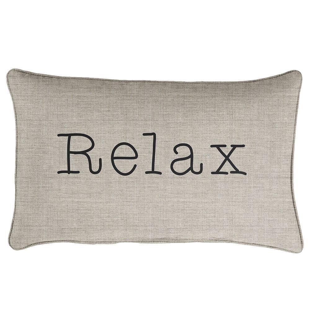 13 x 20 Silver and Black Rectangular Relax Sunbrella Indoor and Outdoor Embroidered Lumbar Pillow