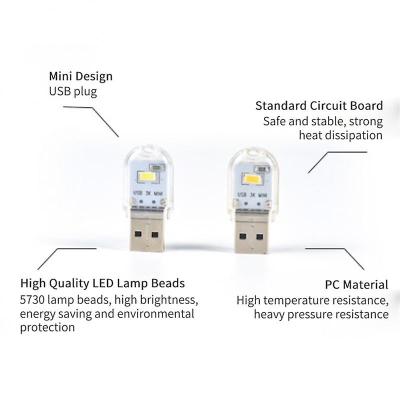 Mini Portable Led Usb Light 2-24leds Book Light Reading Night Light Warm White 5v Power 3000k-7000k