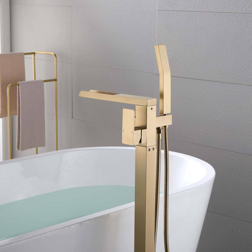 GIVING TREE Single-Handle Claw Foot Tub Faucet with Pressure-Balanced Control with Hand Shower in Gold RMHDFAUC0034