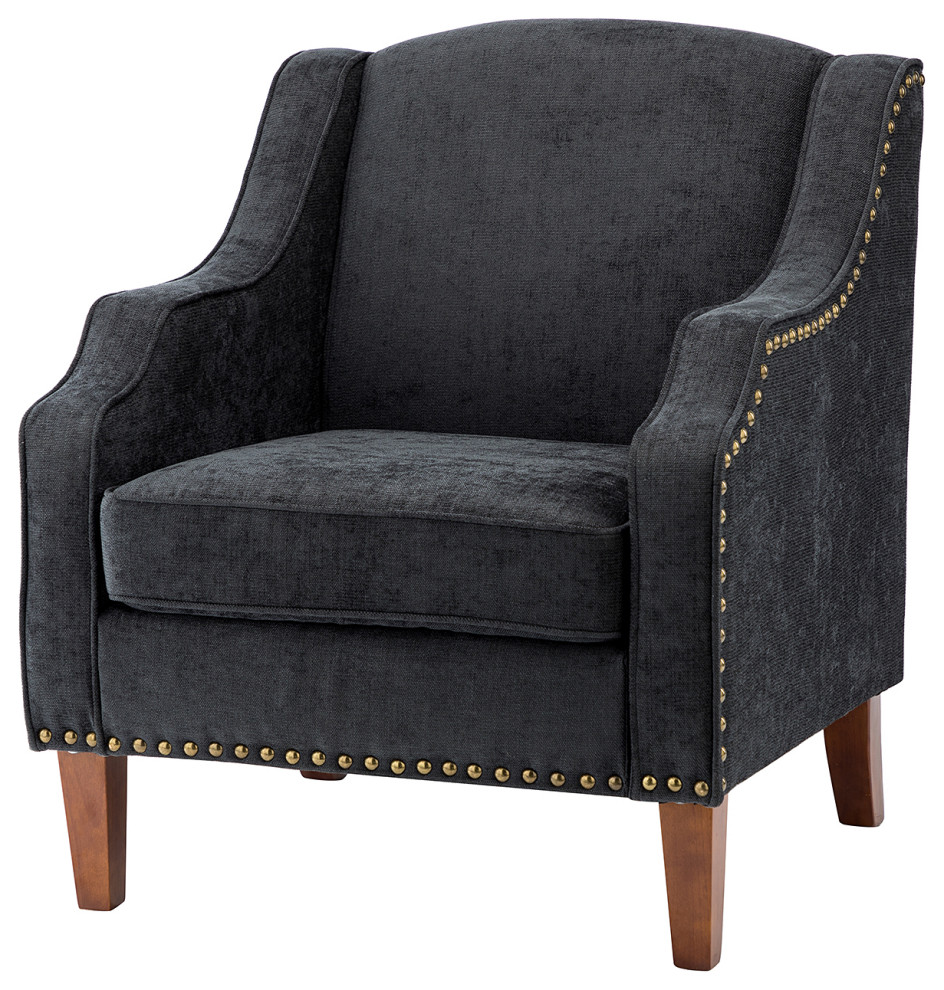 34 quotTall Comfort Bedroom Armchair with Solid Wood Legs   Transitional   Armchairs And Accent Chairs   by Karat Home  Houzz