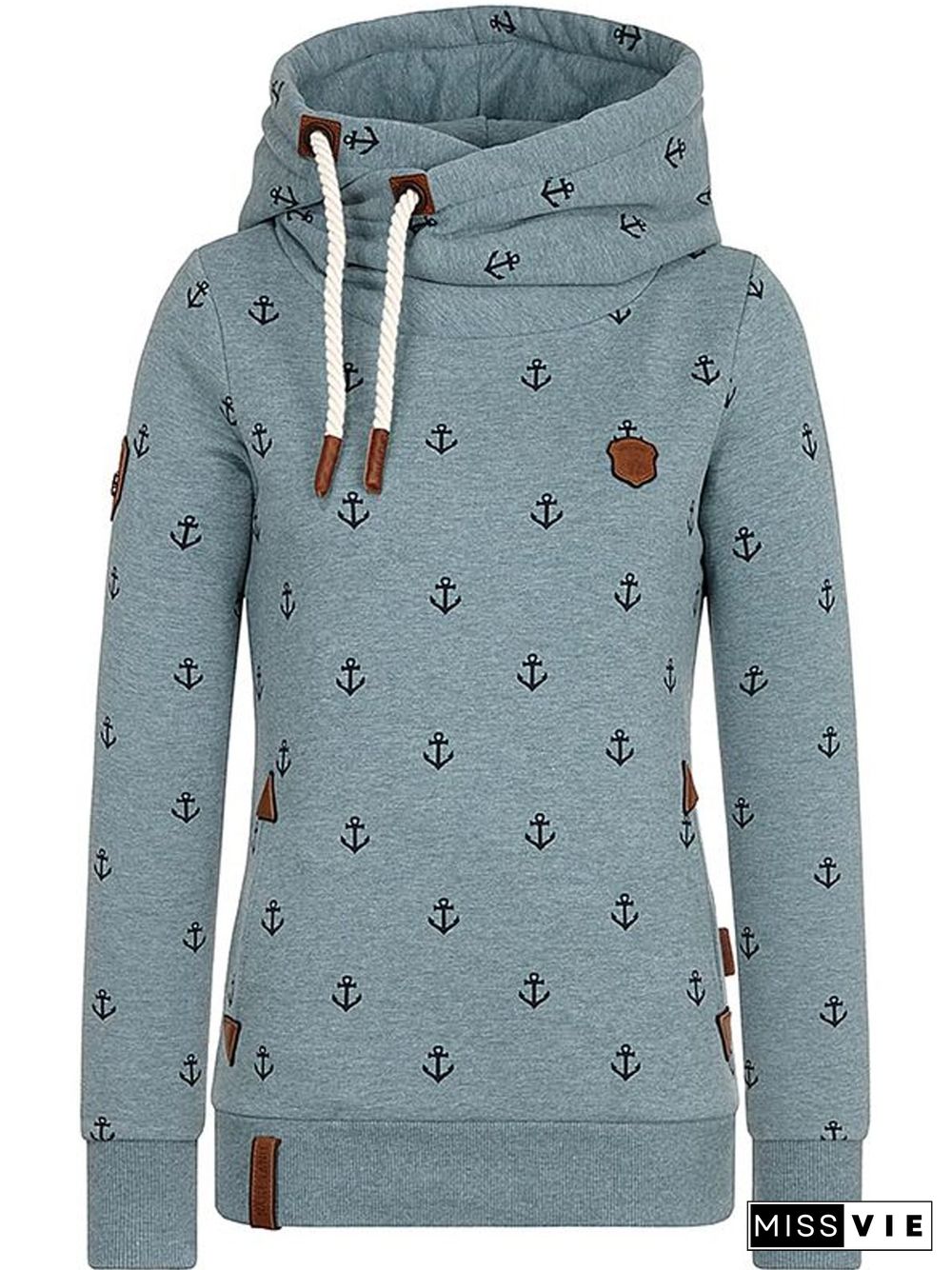 Patchwork Cotton-Blend Casual Hoodie Sweatshirts