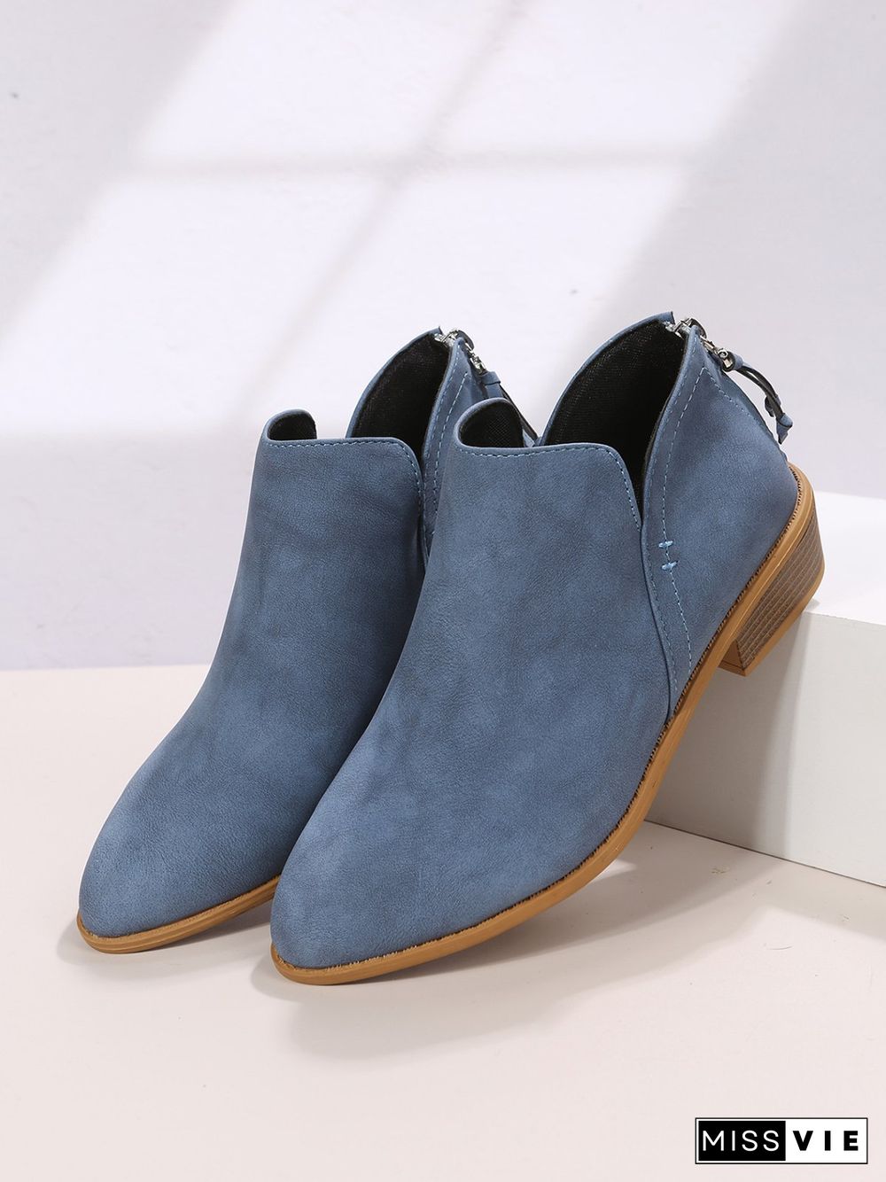 Simple Plain Chelsea Zip Ankle Boots