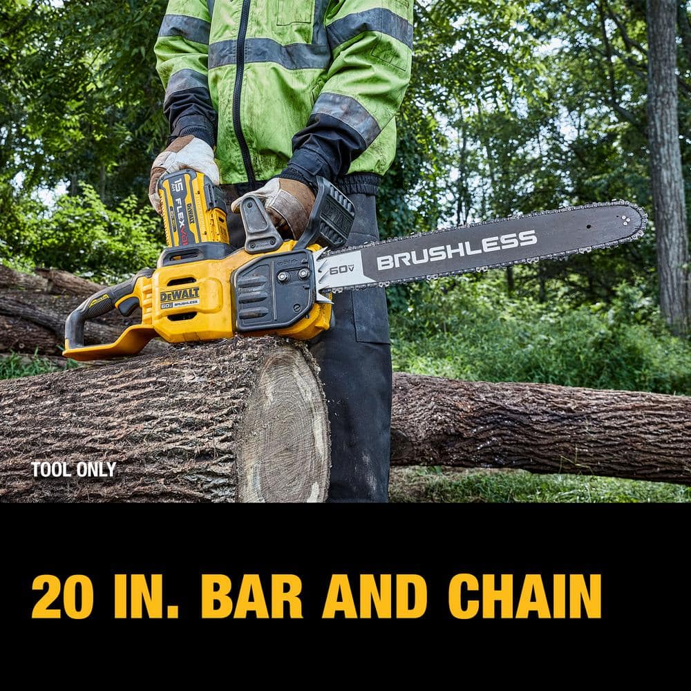 DEWALT 60V MAX 20in. Brushless Battery Powered Chainsaw Kit with (1) FLEXVOLT 4Ah Battery & Charger DCCS677Y1