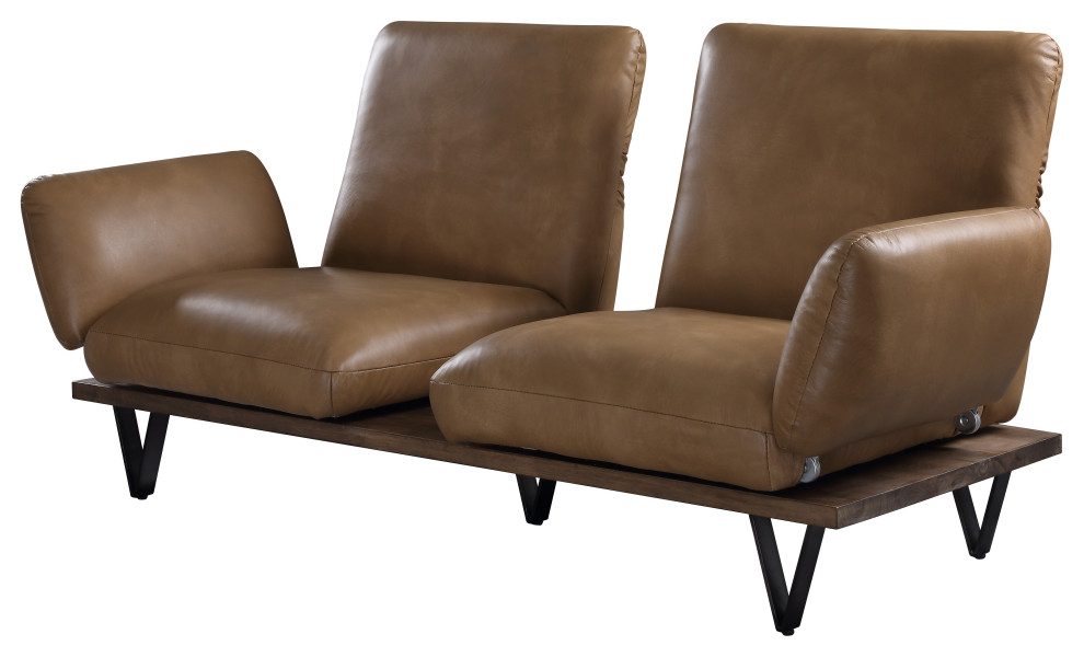 ACME Narech Sofa With Swivel  Nutmeg Top Grain Leather   Industrial   Sofas   by HedgeApple  Houzz