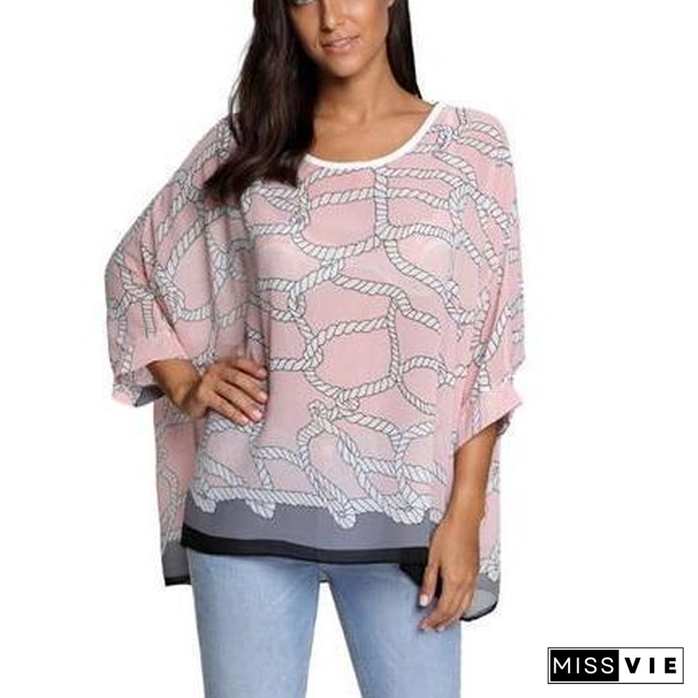 6XL Plus Size Women Chiffon Blouse Shirt Batwing Sleeve Tops Blouses