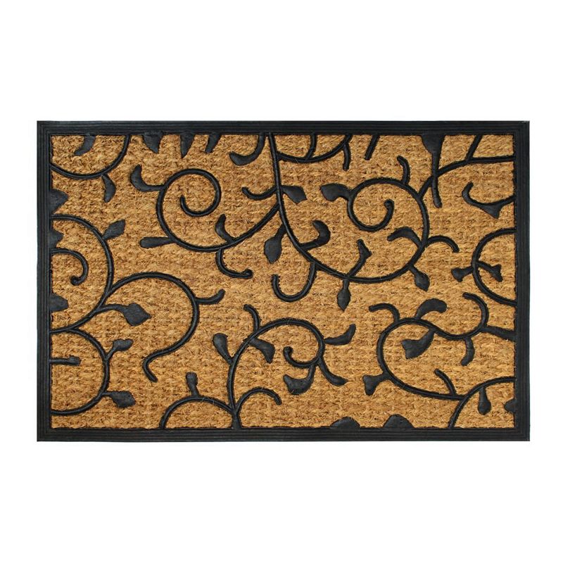 RugSmith Natural Moulded Rubber Coir Vines Doormat