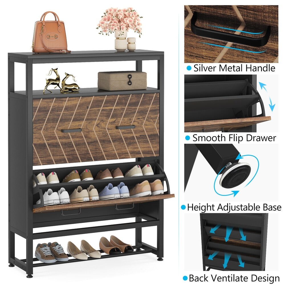 Flip Drawer Shoe Cabinet  Flip Down Shoe Storage Cabinet