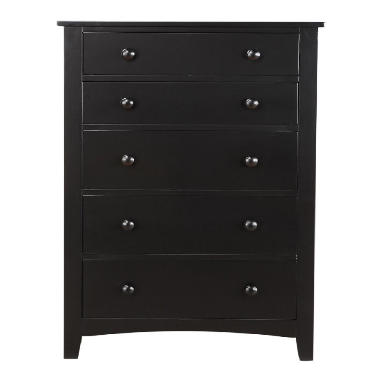 Pine Wood With Varied Size 5 Drawer Chest, Black- Saltoro Sherpi