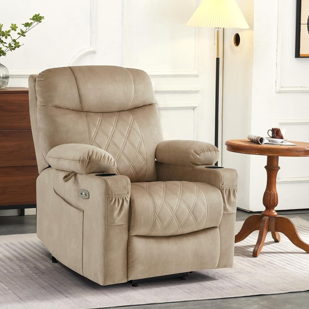 Small Dual Motor Power Lift Recliner Chair with Massage Dual Heating  Adjustable Headrest for Elderly People Fabric 7222