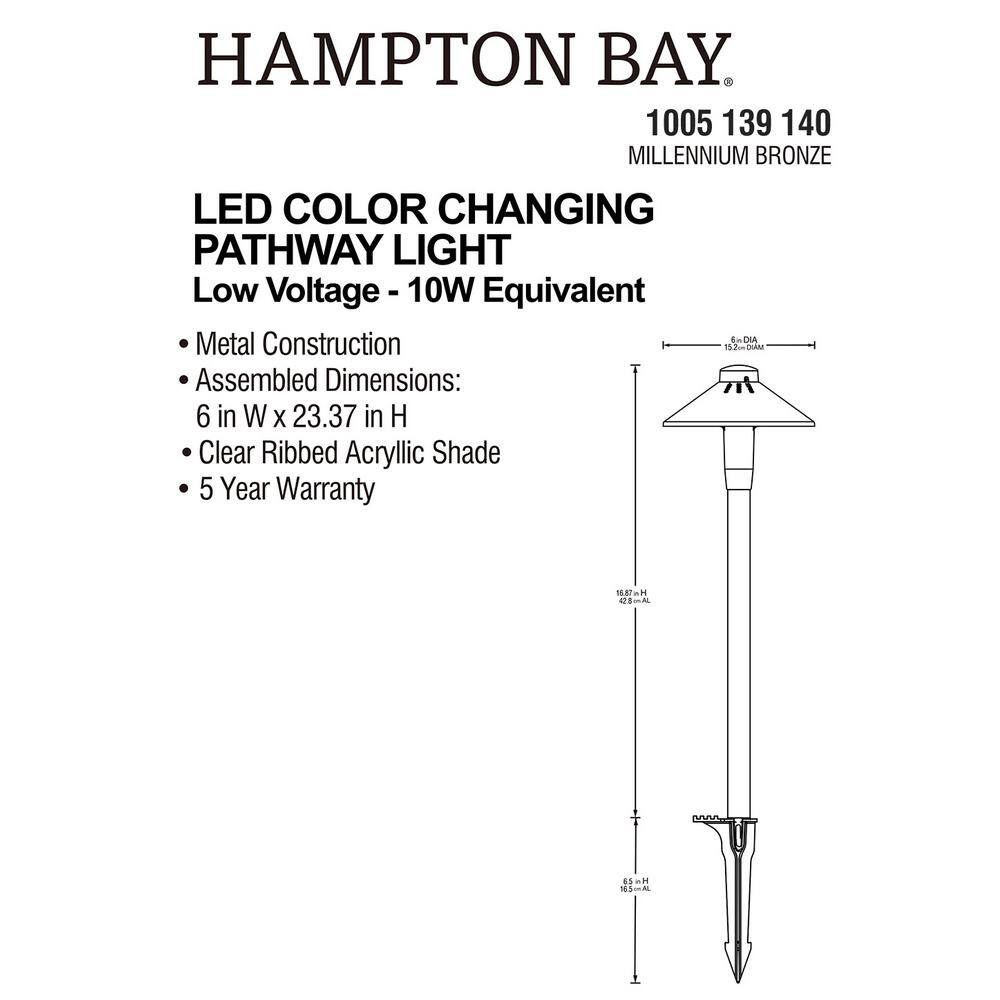 Hampton Bay Low Voltage Bronze LED Path Light with Adjustable Color JTK1501L