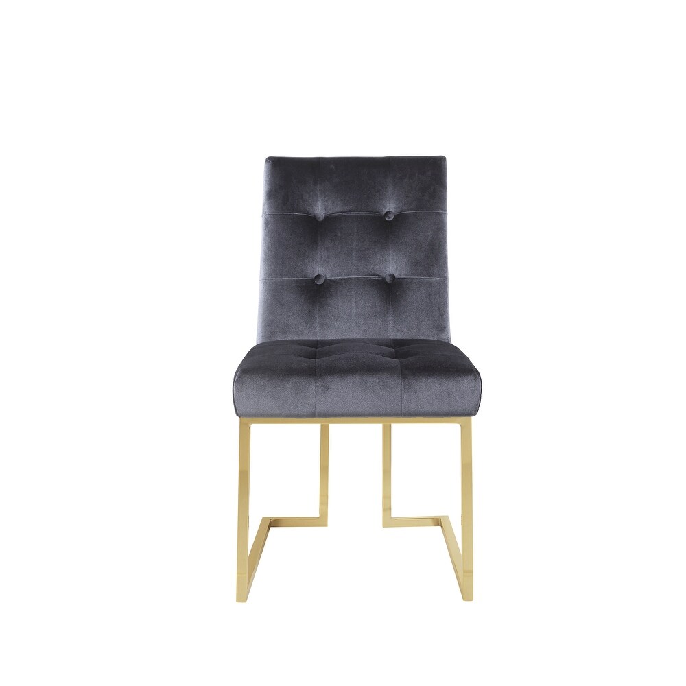 Chic Home Pierre Tufted Velvet Polished Brass Metal Frame Dining Side Chair