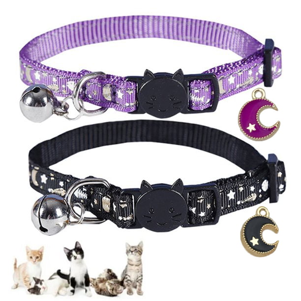 VATENIC 2 Separate Cat Collars， Adjustable Kitten Collars， Glow In The Dark