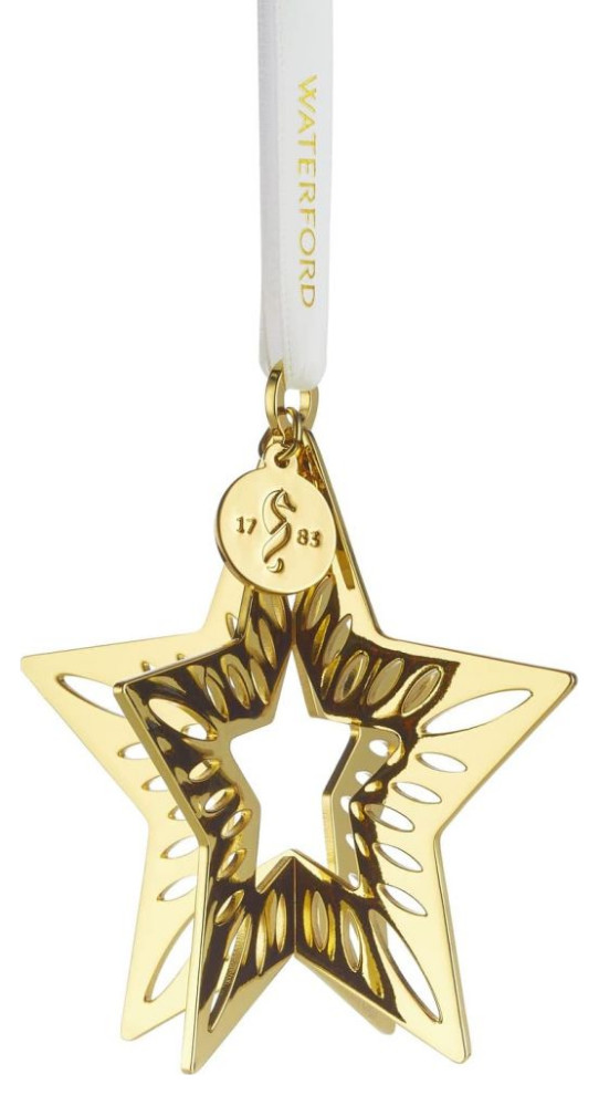 Waterford 3D Star Golden Ornament   Contemporary   Christmas Ornaments   by Silver  ampCrystal Gallery  Houzz