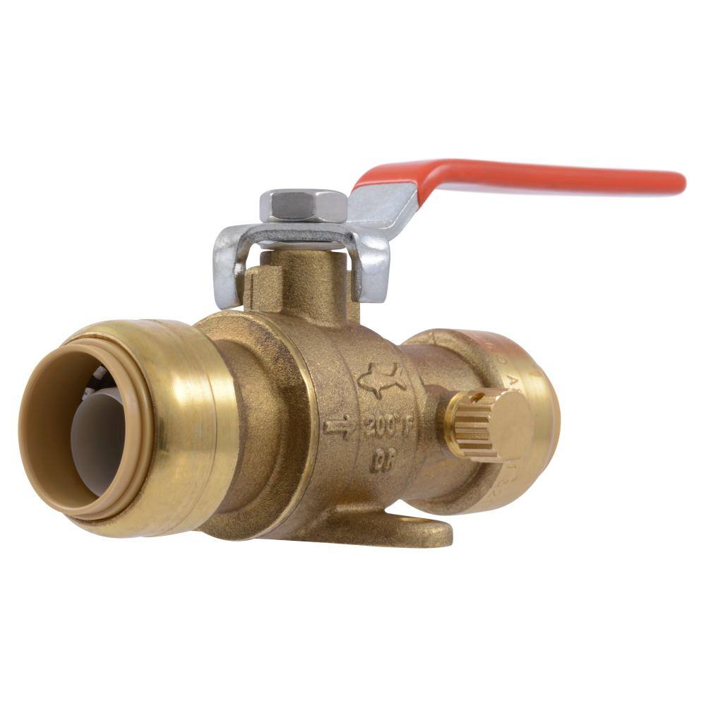 SharkBite 34 in. Brass Push-to-Connect Drop Ear Ball Valve with Drain 24616-0000LF