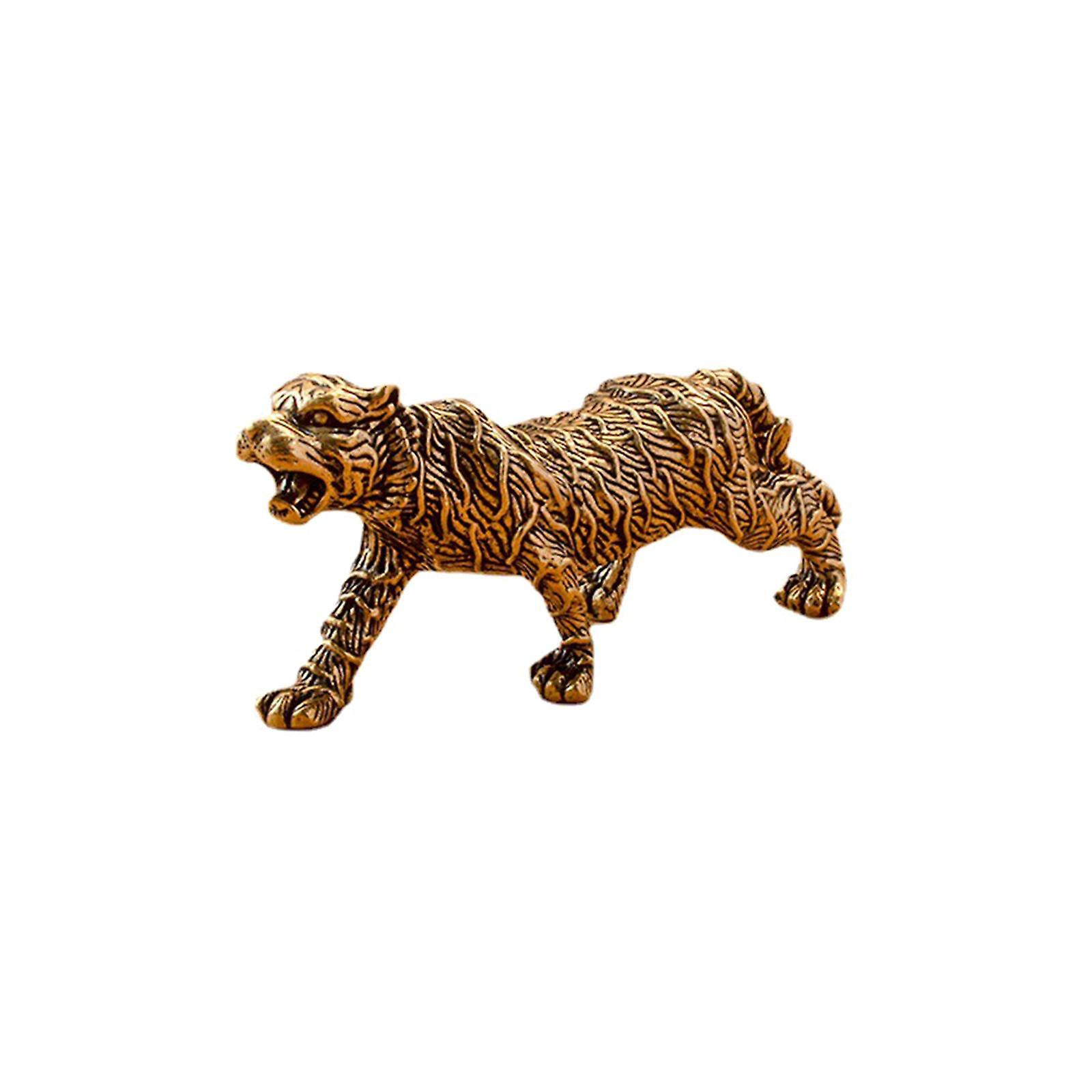 Brass Tiger Statue Gift Copper Tiger Ornament For Office Dining Room Cabinet