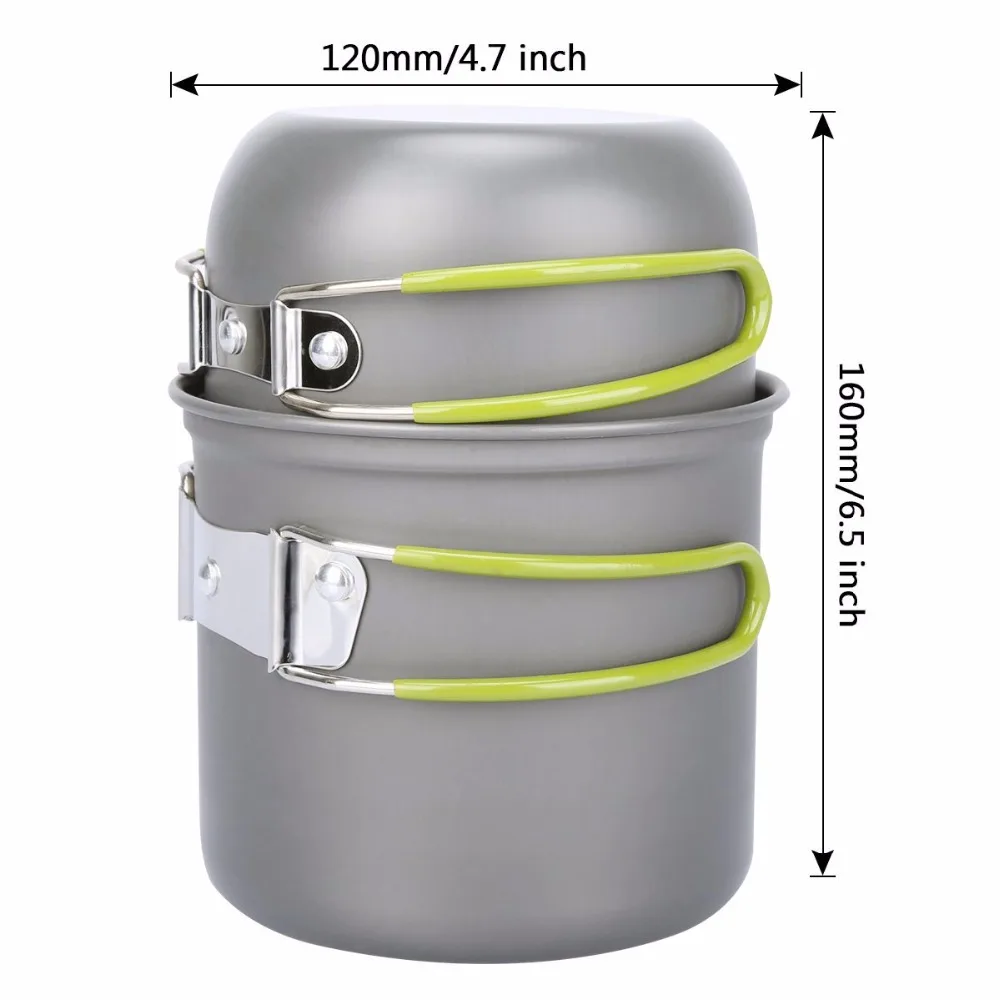 Wholesale outdoor cooking set cookware aluminium 1 2 persons outdoor camping hiking pot for camping