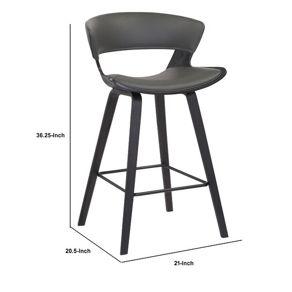 27 Inches Saddle Seat Leatherette Counter Stool， Gray