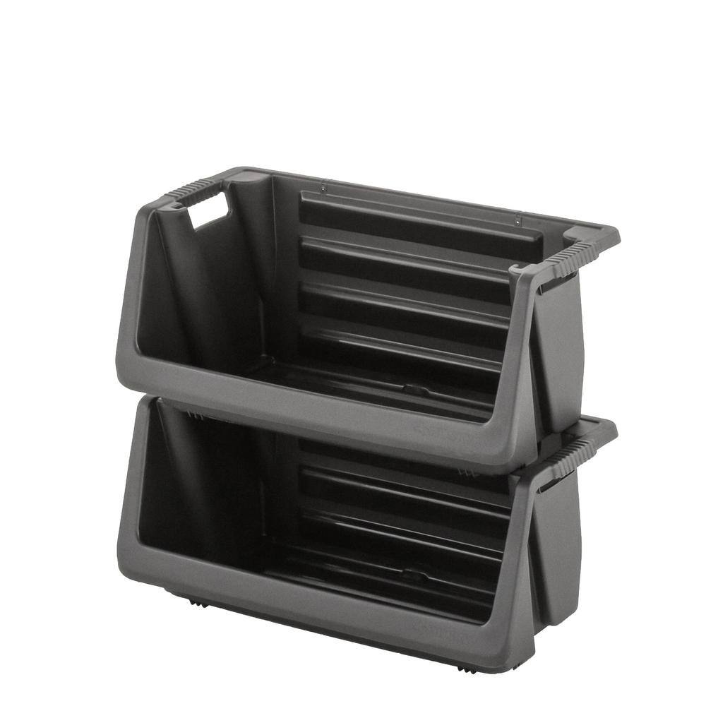 Husky 55 Gallon Stackable Storage Bin in Black 232387