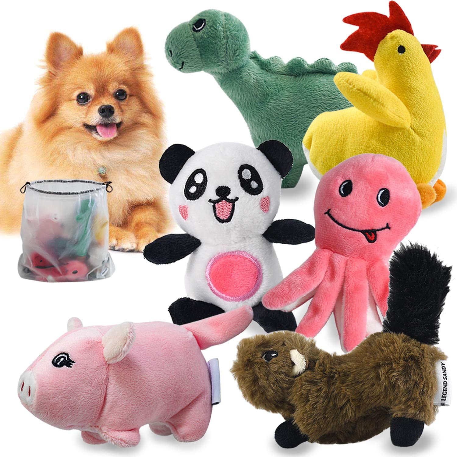 Squeaky Dog Toys for Puppy Small Medium Dogs， Stuffed Samll Dog Toys Bulk with 12 Plush Pet Dog Toy Set， Cute Safe Dog Chew Toys Pack for Puppies Teething (6 Dog Toys)