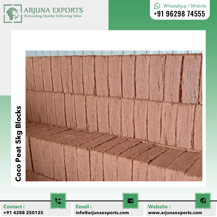 Best Manufacturer Bulk Quantity Factory Price Coconut Coco Peat Coco Coir Pith 5kg Block For Seedling Nurseries