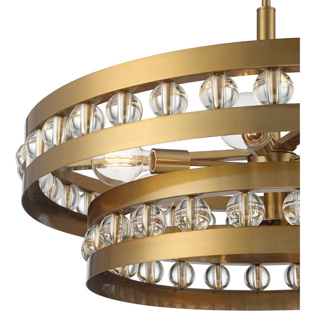 Wide Modern 2 tier Frame Clear Crystal Balls 6 light Fixture For Dining Room House Foyer Kitchen