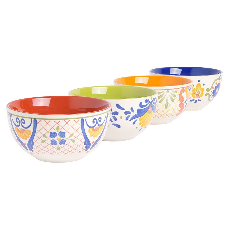 Laurie Gates Tierra 4 Piece 6 Inch Stoneware Cereal Bowl Set in Assorted Designs