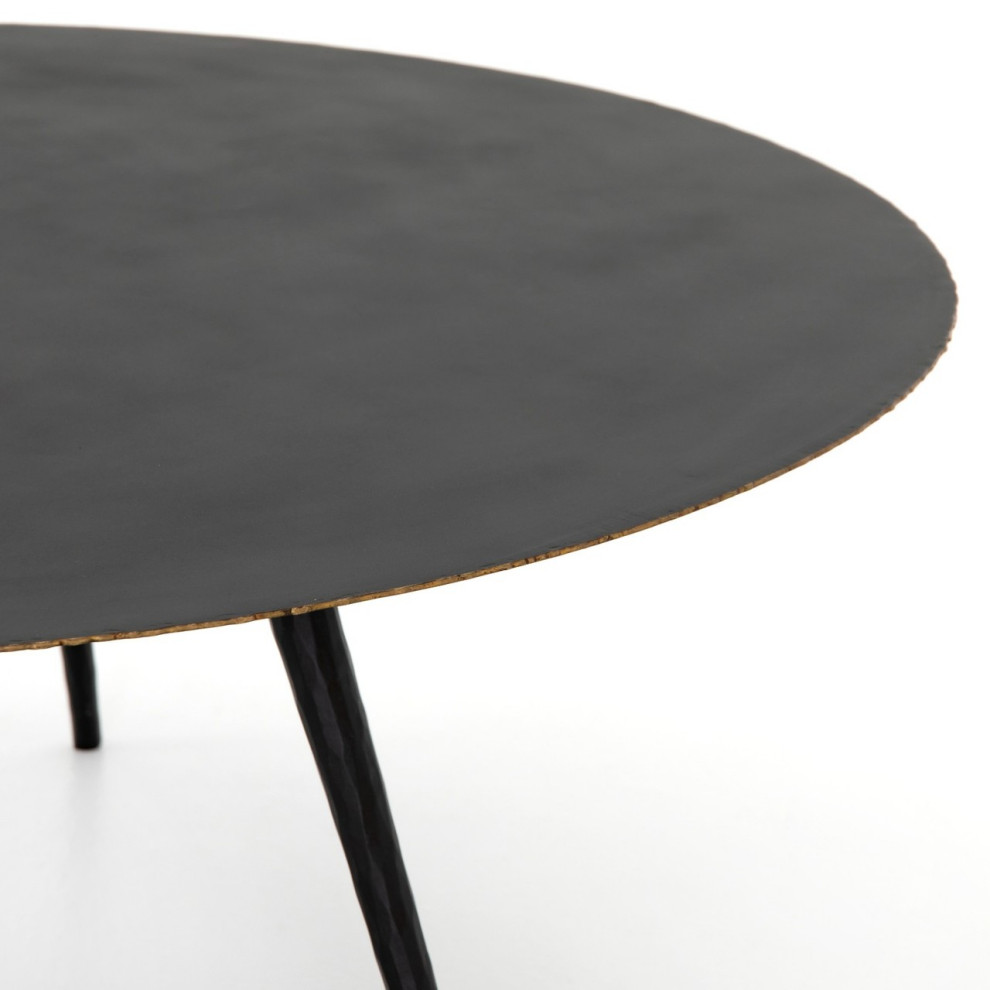 Trula Iron Tripod Round Coffee Table 39 quot  Midcentury   Coffee Tables   by Zin Home  Houzz