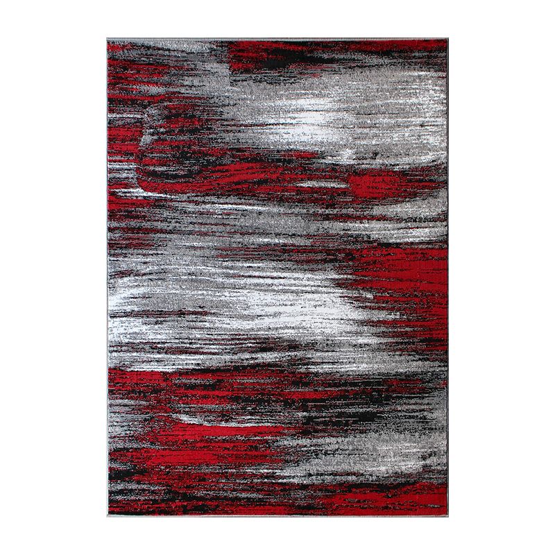 Masada Rugs Masada Rugs Trendz Collection 8'x10' Modern Contemporary Area Rug in Red， Gray and Black - Design Trz863