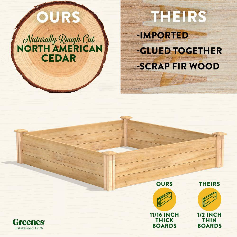 Greenes Fence 4 ft. x 4 ft. x 10.5 in. Original Cedar Raised Garden Bed RC4T12B