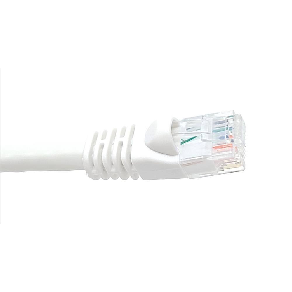 Micro Connectors Inc 100 ft. 24 AWG Cat6 Molded Snaggles RJ45 UTP Networking Patch Cable White E08-100W