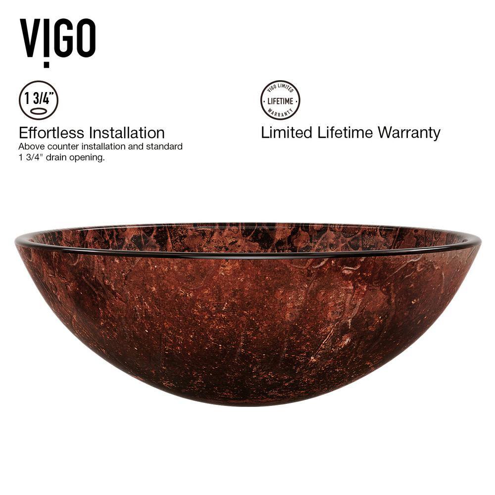 VIGO Giovanni Copper Glass 17 in. L x 17 in. W x 6 in. H Round Vessel Bathroom Sink VG07028