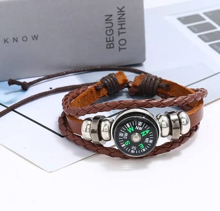 Custom Exquisite Wrist Compass Jewelry Compass Gift Adjustable Detachable Promotion Compass for Camping Hiking Gear