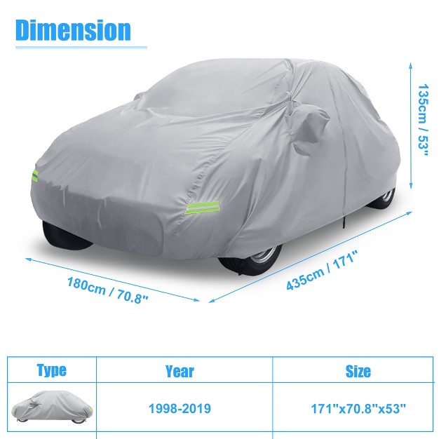 Unique Bargains Waterproof With Zipper Car Cover For Volkswagen New Beetle 98 19 Silver Tone