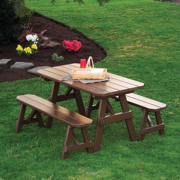 Pine 5' Traditional Picnic Table with 2 Benches