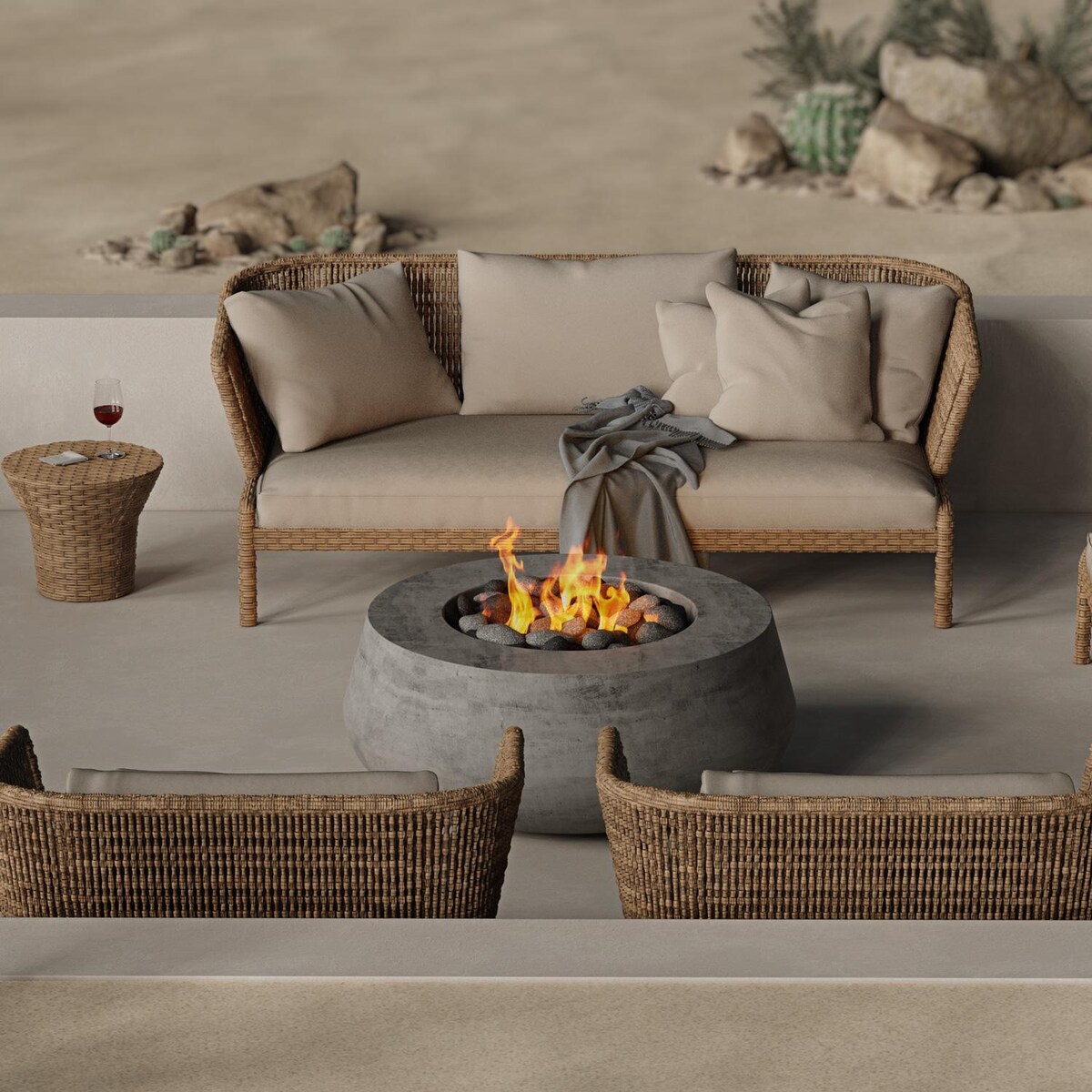 Lakeview Rustic Road 42 Inch Natural Gas Round Fire Pit Table