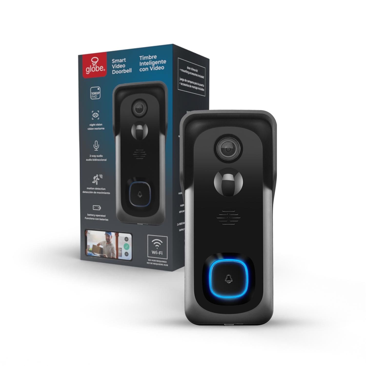 Globe Electric Wi-Fi Smart Home Black/Gray ABS/Polycarbonate Wireless Video Doorbell