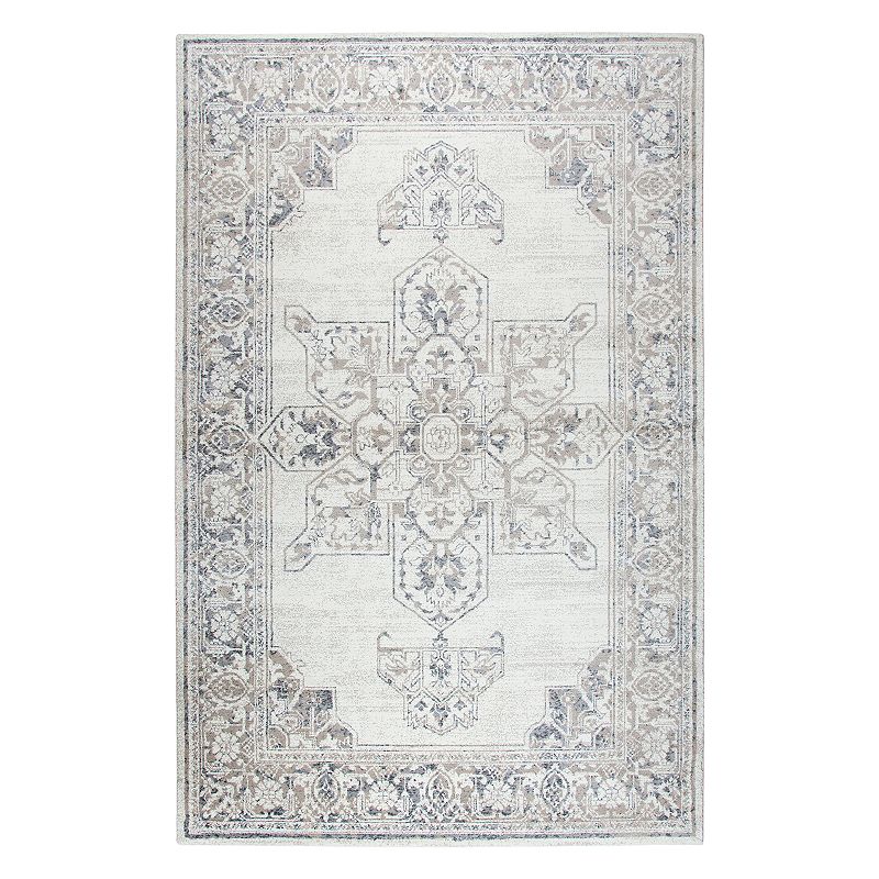 Rizzy Home Panache Transitional Central Medallion Distressed Geometric Rug