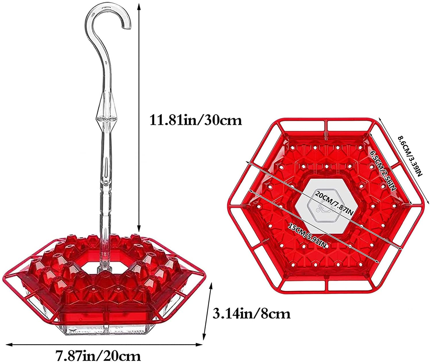 Hummingbird Feeders for 30 Feeding Ports，Leak-Proof Hummingbird Feeder Easy to Clean and Fill，Hummingbird Feeders for Outdoors Windows Hanging，Deck， Patio， Garden(Red）