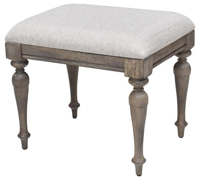 Highland Park Driftwood Gray Wood Vanity Bench   Traditional   Vanity Stools And Benches   by Homesquare  Houzz