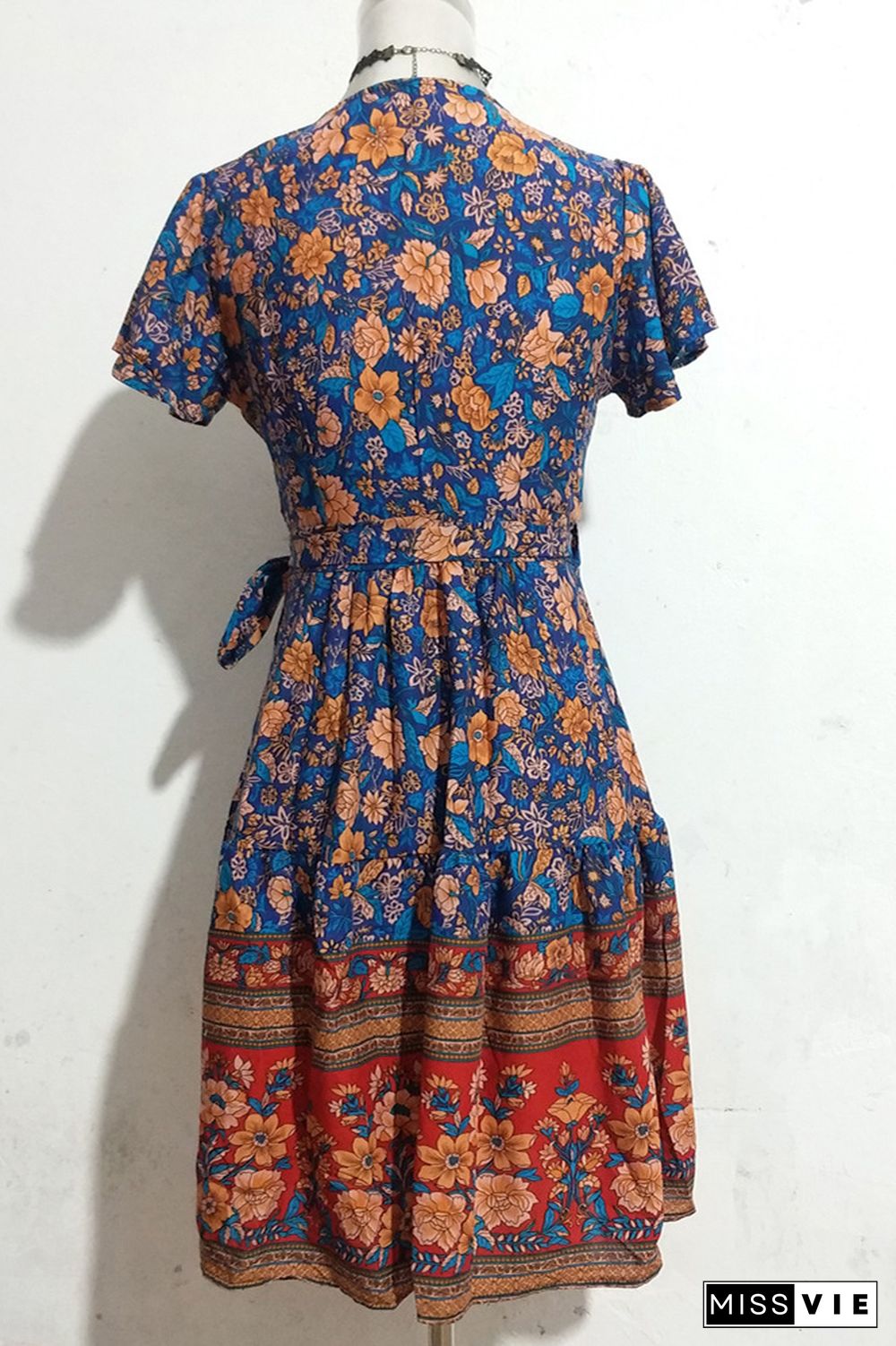 Floral Print Bohemia Beach Short Dress