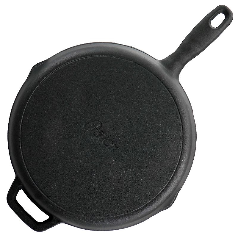 Oster Cocina Castaway 12 Inch Cast Iron Round Frying Pan with Dual Spouts