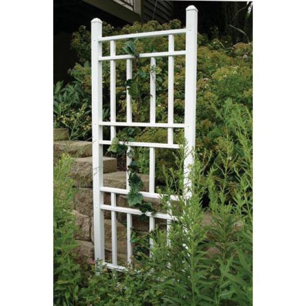 Dura-Trel 75 in. x 28 in. White Vinyl PVC Wellington Trellis 11173