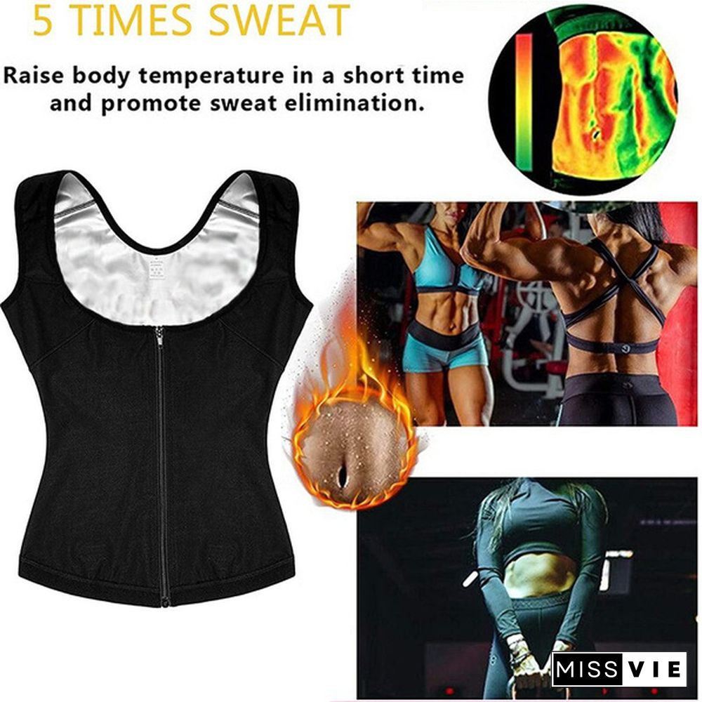 Lilvigor Women Sauna Sweat Vest Hot Polymer Corset Waist Trainer Sauna Suit Tank Top Zipper Weight Loss Body Shaper Thermo Workout Shirt