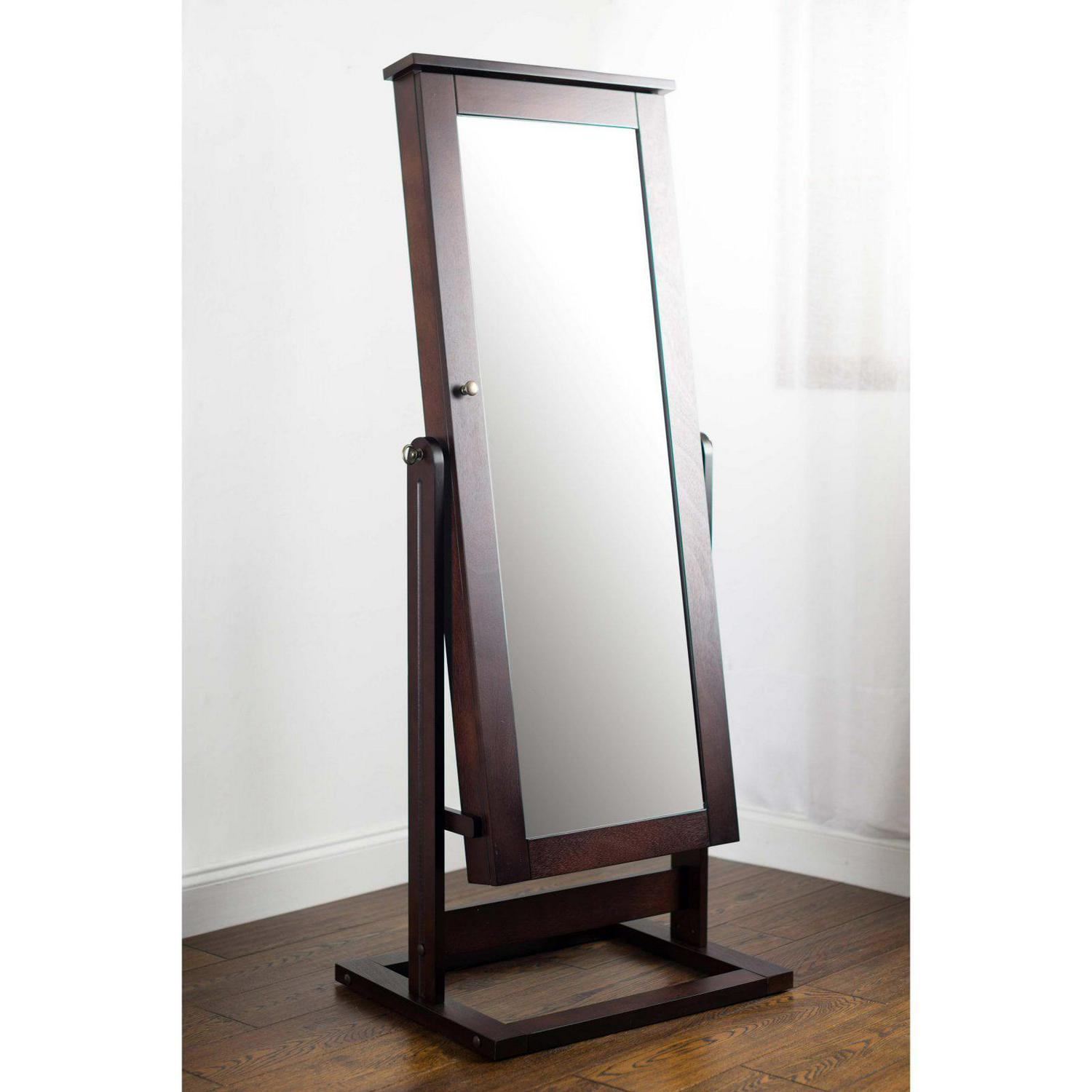 Hives and Honey Cheval Brown Wood Jewelry Mirror 8211 Walnut  Crowdfused