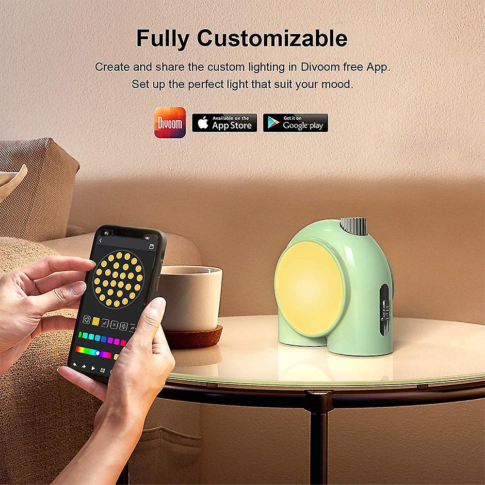 Planet-9 Smart Mood Lamp Cordless Table Lamp With Programmable Rgb Led For Bedroom Gaming Room Office Green