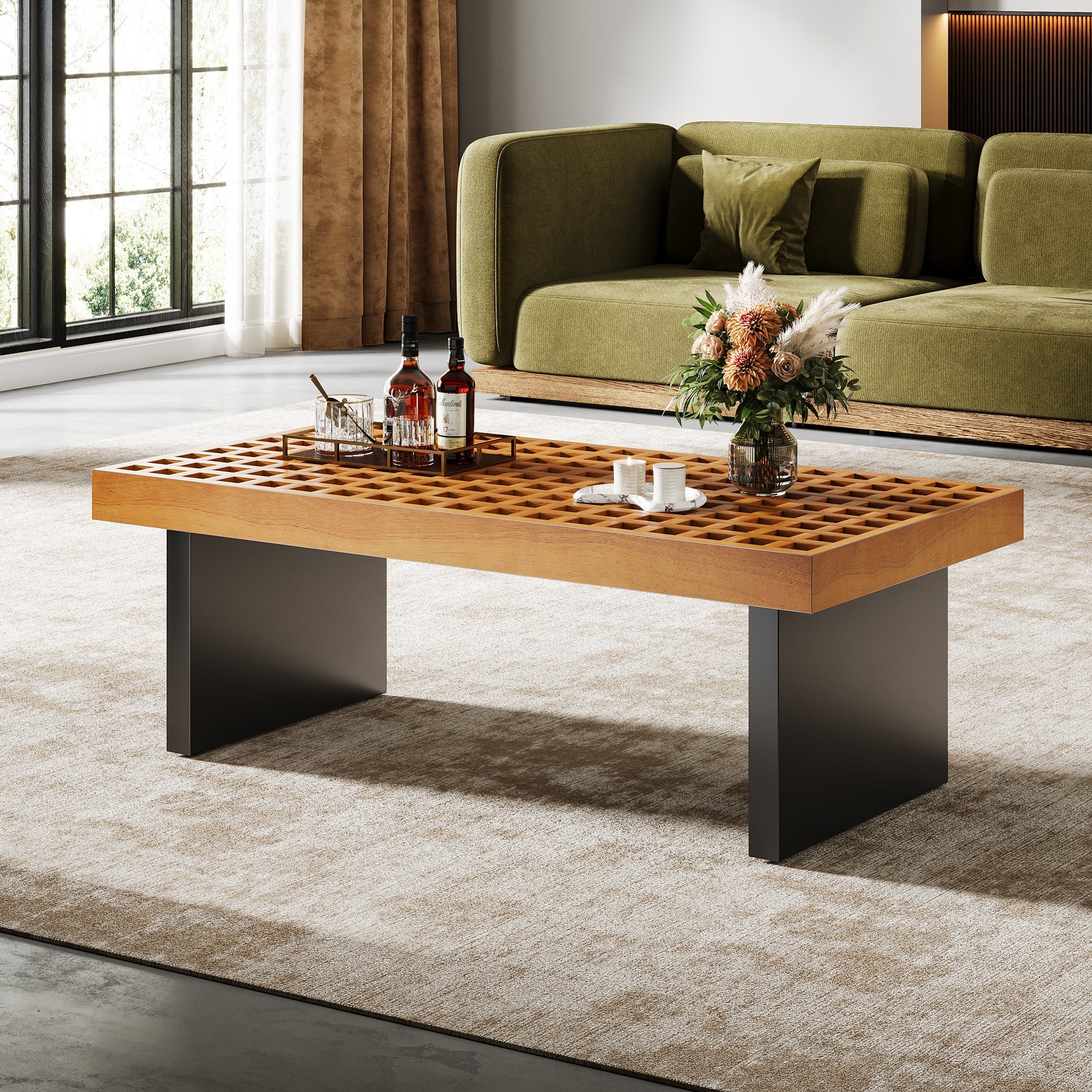 47 Boxwood Coffee Table, Rectangular Lattice Center Table