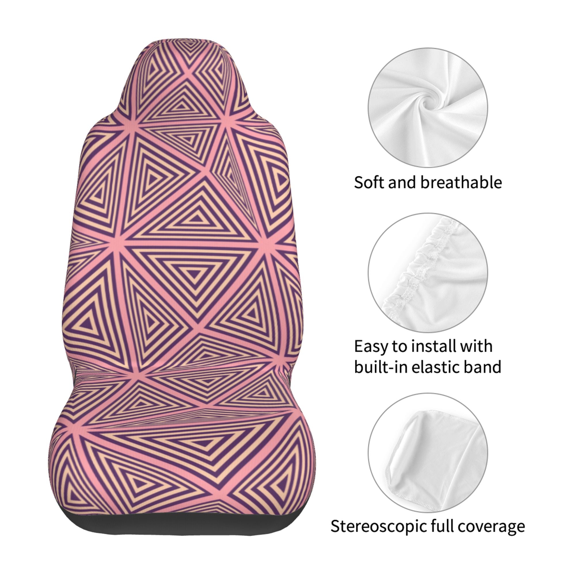 ZICANCN Car Seat Covers Front Seats Only，Triangular Mosaic Automotive Seat Covers Protectors for Cars Trucks Suv 2 Pack