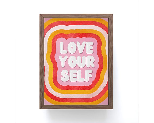 Showmemars Love Yourself Retro Type Framed Mini Print Society6