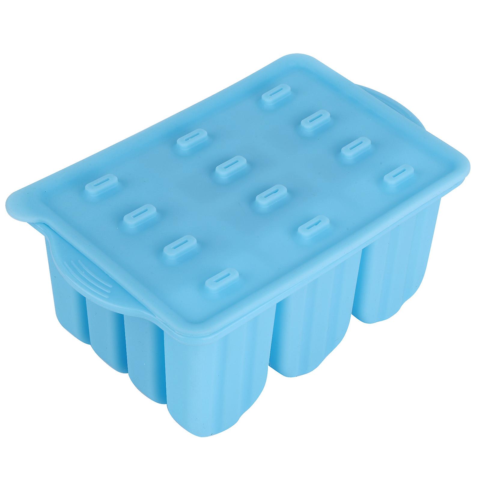 Blue 12grid Ice Cubes Mold Reusable Diy Ice Cream Making Tools Kitchen Accessories With Lid